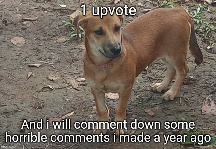 jéan | 1 upvote; And i will comment down some horrible comments i made a year ago | image tagged in j an | made w/ Imgflip meme maker