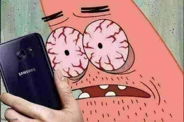 High Quality patrick looking at phone Blank Meme Template