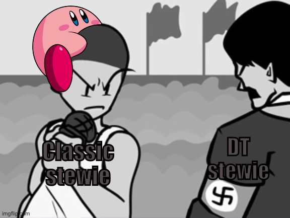 Some meme | DT stewie; Classic stewie | image tagged in eminem vs hitler fnf | made w/ Imgflip meme maker