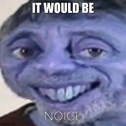 Noice | IT WOULD BE NOICE | image tagged in noice | made w/ Imgflip meme maker