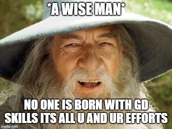 A Wizard Is Never Late | *A WISE MAN*; NO ONE IS BORN WITH GD SKILLS ITS ALL U AND UR EFFORTS | image tagged in a wizard is never late | made w/ Imgflip meme maker