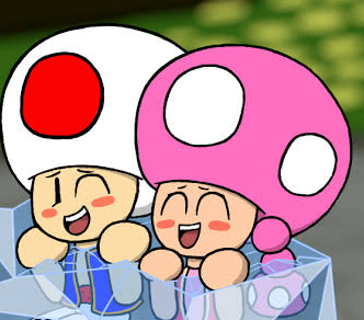 Toad and toadette laughing like cute babies Blank Meme Template