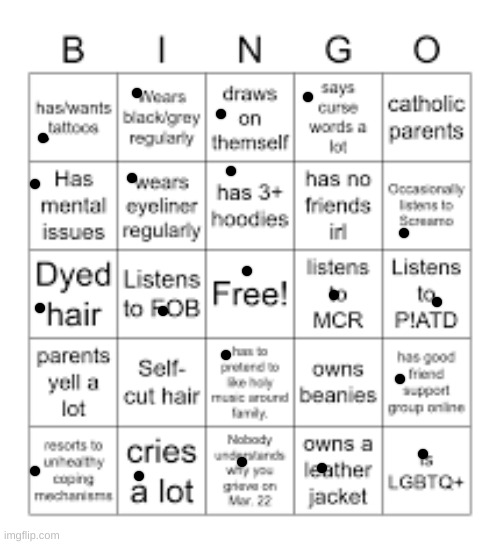 Well.... Yeah. | image tagged in emo bingo | made w/ Imgflip meme maker