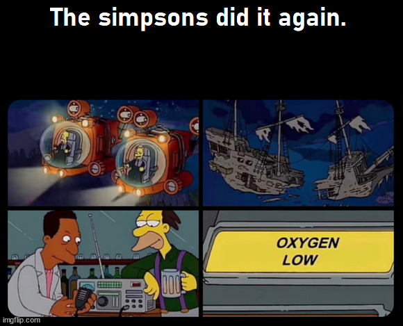 Another prediction | image tagged in prediction,simpsons,titanic,submarine | made w/ Imgflip meme maker