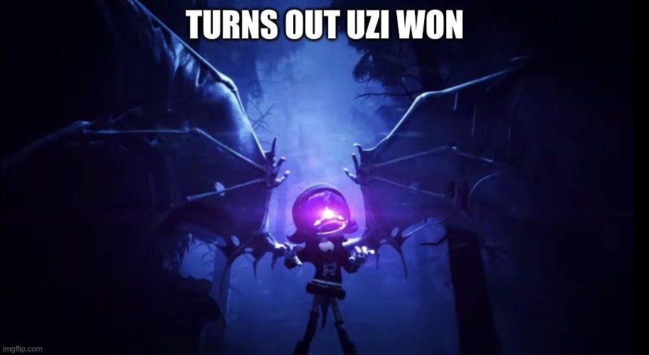 Zombie Uzi | TURNS OUT UZI WON | image tagged in zombie uzi | made w/ Imgflip meme maker