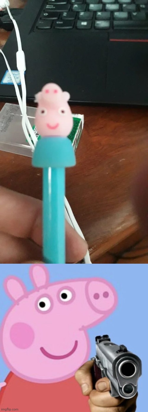 Peppa Pig nose on top | image tagged in peppa pig point gun,peppa pig,you had one job,toy,memes,crappy design | made w/ Imgflip meme maker