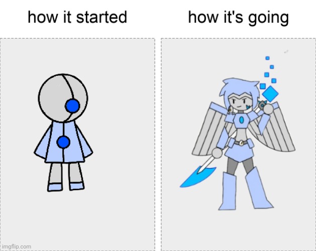 This is why I added the wings separately, now there's a bit of customization | image tagged in how it started vs how it's going | made w/ Imgflip meme maker
