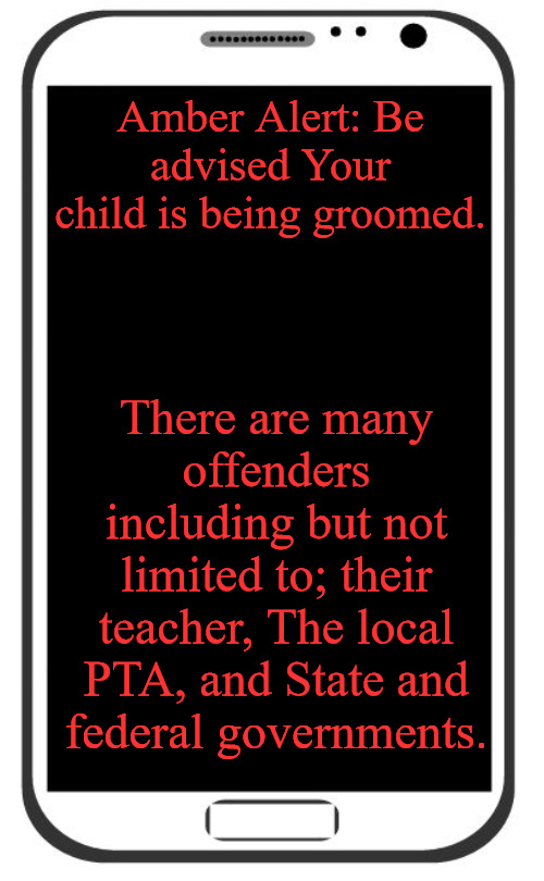 Amber Alert for your Child | Amber Alert: Be advised Your child is being groomed. There are many offenders including but not limited to; their teacher, The local PTA, and State and federal governments. | image tagged in cell phone | made w/ Imgflip meme maker
