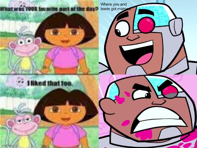 Dat look on boots' face tho | image tagged in dora the explorer | made w/ Imgflip meme maker