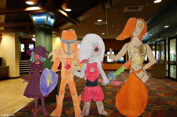 Mirai is taking the picture. Gonna see you after 2 hours 16 minutes (not immediately after this post) | image tagged in movie theater lobby | made w/ Imgflip meme maker