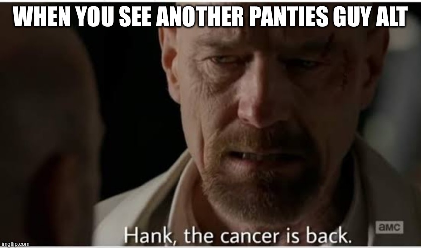 He’s back | WHEN YOU SEE ANOTHER PANTIES GUY ALT | image tagged in hank the cancer is back meme | made w/ Imgflip meme maker