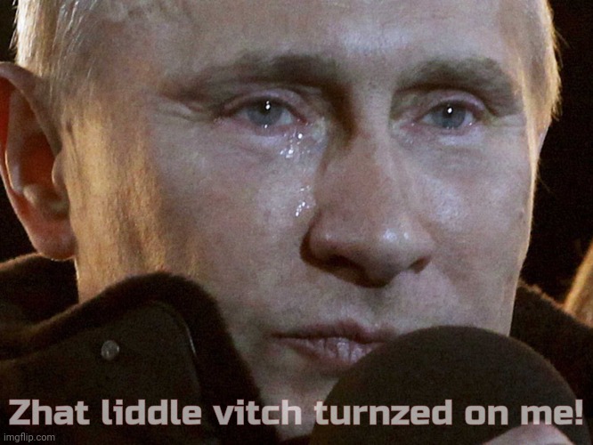 Putin sad | Zhat liddle vitch turnzed on me! | image tagged in putin sad | made w/ Imgflip meme maker