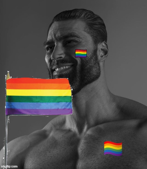 giga chad is now a lgbt supporter | image tagged in lgbtq | made w/ Imgflip meme maker