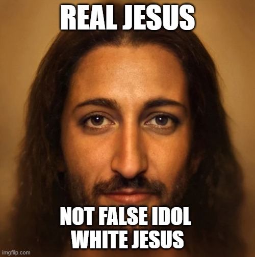 Jesus | REAL JESUS; NOT FALSE IDOL 
WHITE JESUS | image tagged in jesus,god,false idol,donald trump,ron desantis | made w/ Imgflip meme maker
