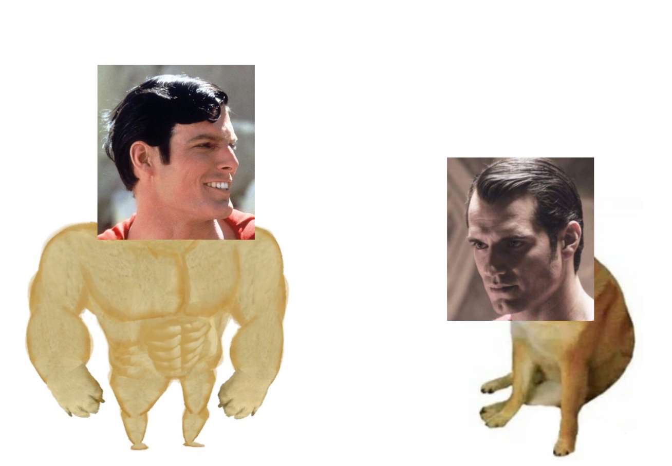 Virgin DCEU Superman vs Chad Donnerverse Superman Blank Meme Template