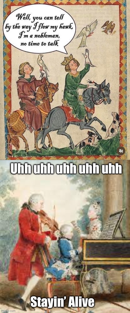 Stayin’ Alive | Uhh uhh uhh uhh uhh; Stayin’ Alive | image tagged in alive,stayin alive,classical art,hawk,nobility | made w/ Imgflip meme maker