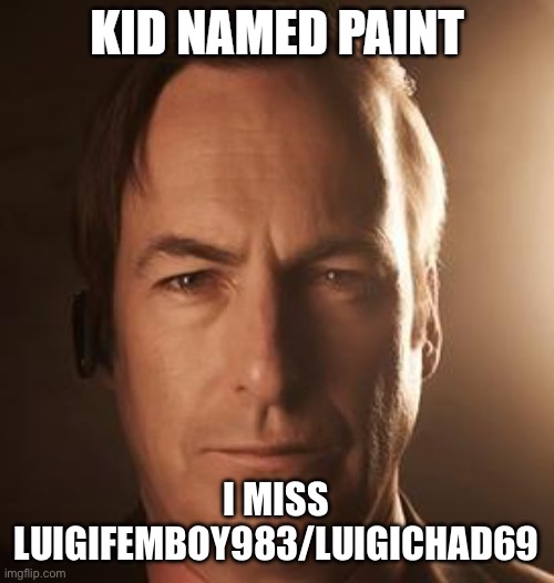 kid named paint | I MISS LUIGIFEMBOY983/LUIGICHAD69 | image tagged in kid named paint | made w/ Imgflip meme maker
