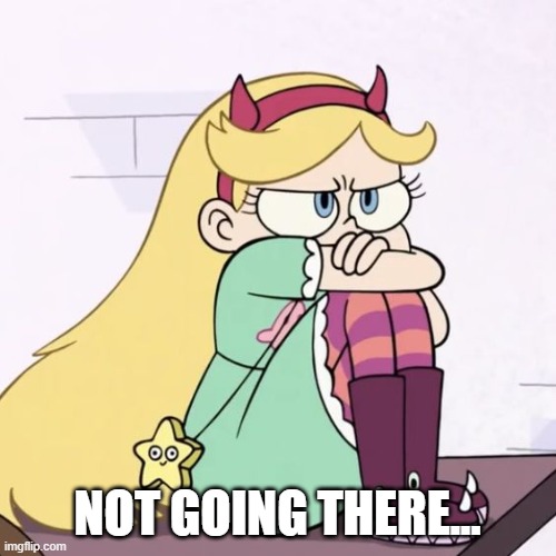 Upset Star Butterfly | NOT GOING THERE... | image tagged in upset star butterfly | made w/ Imgflip meme maker