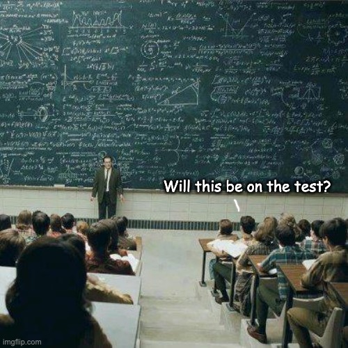 There are some people who think that the only stuff worth learning has to be on a test.  Well, LIFE is a test. | Will this be on the test? | image tagged in school | made w/ Imgflip meme maker
