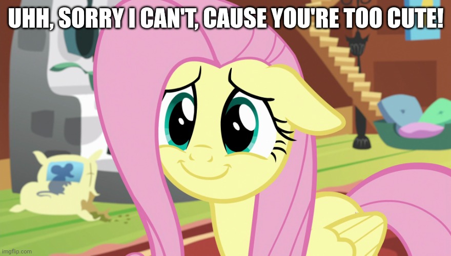 Shyabetes (MLP) | UHH, SORRY I CAN'T, CAUSE YOU'RE TOO CUTE! | image tagged in shyabetes mlp | made w/ Imgflip meme maker