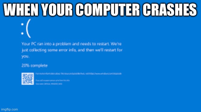 r/technicallythetruth meme | WHEN YOUR COMPUTER CRASHES | image tagged in memes,windows 10,blue screen of death,error | made w/ Imgflip meme maker