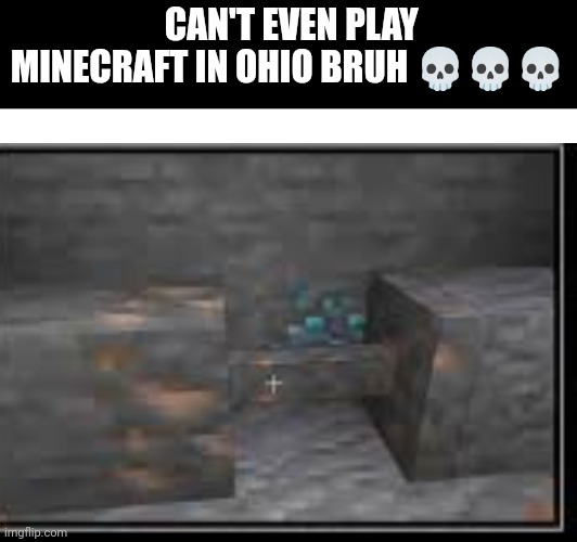 Bruh what the hell Ohio ??? | CAN'T EVEN PLAY MINECRAFT IN OHIO BRUH 💀💀💀 | image tagged in memes,only in ohio,minecraft,certified bruh moment | made w/ Imgflip meme maker