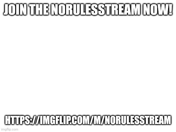 https://imgflip.com/m/NoRulesStream | JOIN THE NORULESSTREAM NOW! HTTPS://IMGFLIP.COM/M/NORULESSTREAM | made w/ Imgflip meme maker