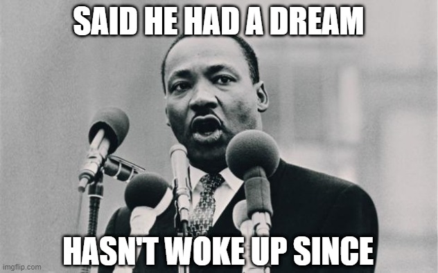 I Had a Dream | SAID HE HAD A DREAM; HASN'T WOKE UP SINCE | image tagged in mlk jr i have a dream | made w/ Imgflip meme maker