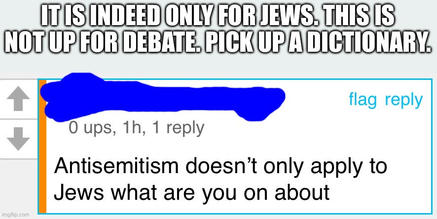 IT IS INDEED ONLY FOR JEWS. THIS IS NOT UP FOR DEBATE. PICK UP A DICTIONARY. | made w/ Imgflip meme maker