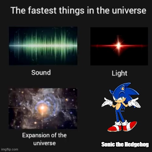 Fastest things in the universe | Sonic the Hedgehog | image tagged in fastest things in the universe | made w/ Imgflip meme maker