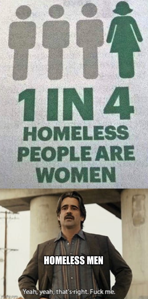 That means 3 in 4 are men | HOMELESS MEN | made w/ Imgflip meme maker