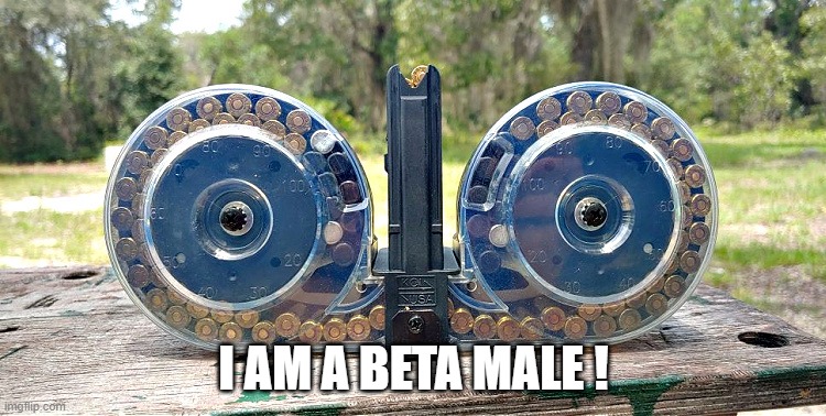 Beta Male | I AM A BETA MALE ! | image tagged in guns,gun,weapons,assault weapons,ammo,beta | made w/ Imgflip meme maker