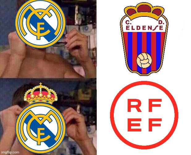 Eldense - Real Madrid Castilla 2:2 | image tagged in spiderman glasses,eldense,real madrid,spain,futbol,memes | made w/ Imgflip meme maker
