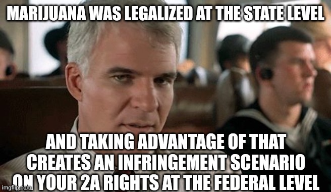 SMH | MARIJUANA WAS LEGALIZED AT THE STATE LEVEL AND TAKING ADVANTAGE OF THAT CREATES AN INFRINGEMENT SCENARIO ON YOUR 2A RIGHTS AT THE FEDERAL LE | image tagged in smh | made w/ Imgflip meme maker