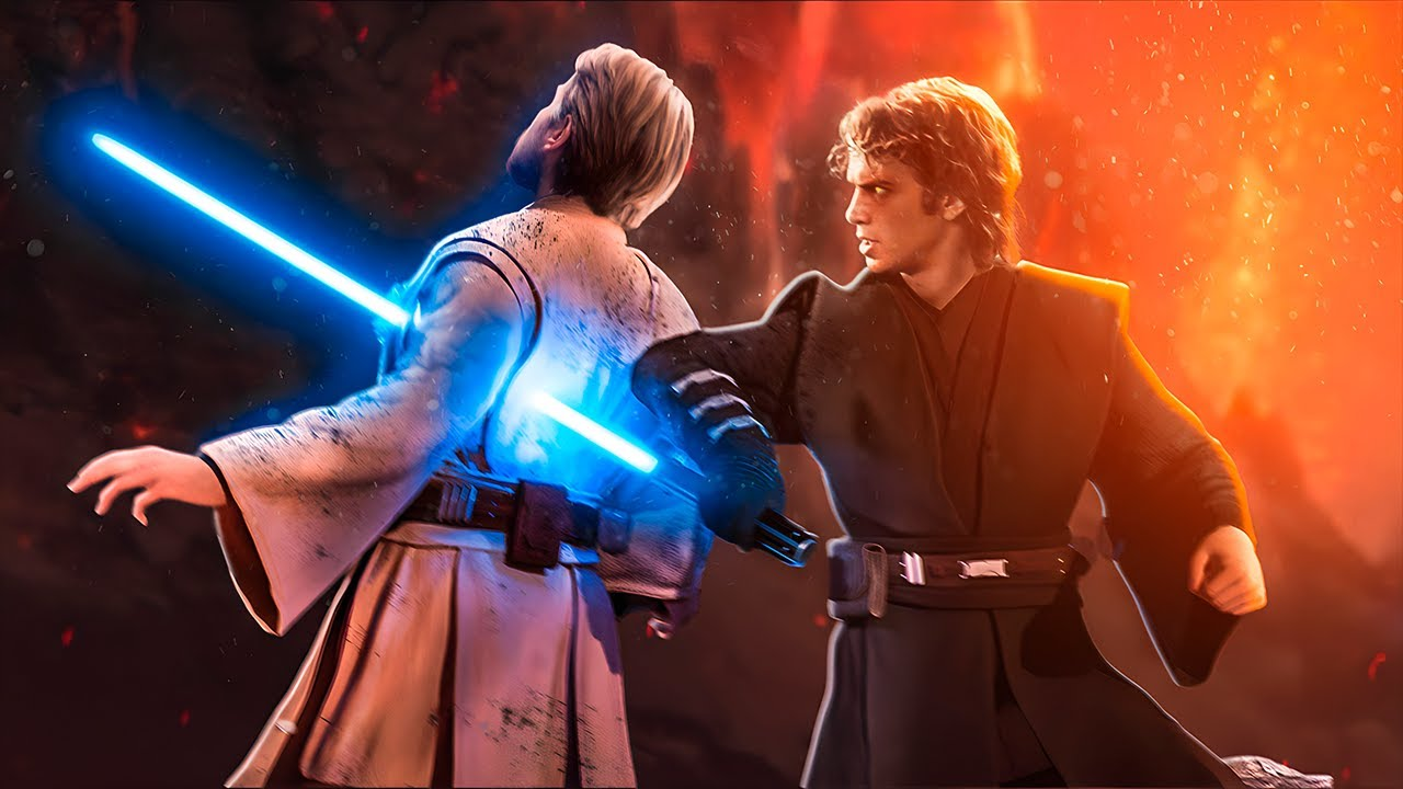 High Quality Anakin Kills Kenobi with Lightsaber Blank Meme Template
