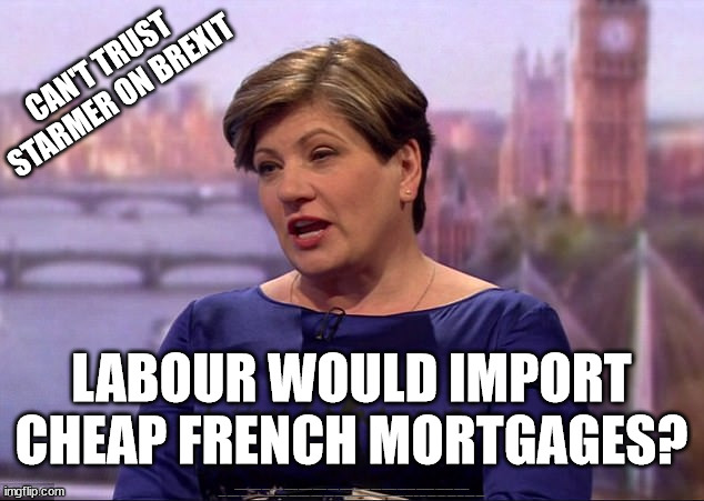 Emily Thornbury - cheap French mortgages? | CAN'T TRUST 
STARMER ON BREXIT; LABOUR WOULD IMPORT CHEAP FRENCH MORTGAGES? #Immigration #Starmerout #Labour #JonLansman #wearecorbyn #KeirStarmer #DianeAbbott #McDonnell #cultofcorbyn #labourisdead #Momentum #labourracism #socialistsunday #nevervotelabour #socialistanyday #Antisemitism #Savile #SavileGate #Paedo #Worboys #GroomingGangs #Paedophile #IllegalImmigration #Immigrants #Invasion #StarmerResign #Starmeriswrong #SirSoftie #SirSofty #PatCullen #Cullen #RCN #nurse #nursing #strikes #SueGray #Blair #Steroids #Economy | image tagged in emily thornbury - move over corbyn,cultofcorbyn,labourisdead,illegal immigration,starmerout getstarmerout,stop boats rwanda | made w/ Imgflip meme maker