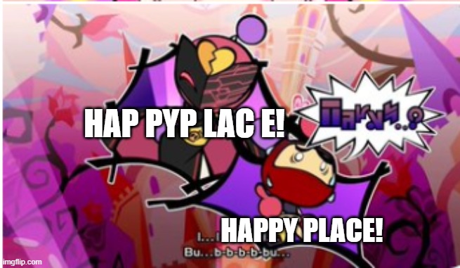 Karaoke Bomber flirting Black Bomber | HAP PYP LAC E! HAPPY PLACE! | image tagged in karaoke bomber flirting black bomber | made w/ Imgflip meme maker