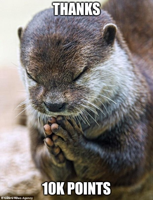 Thank you Lord Otter | THANKS; 10K POINTS | image tagged in thank you lord otter | made w/ Imgflip meme maker