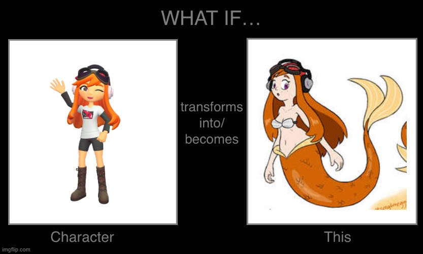what if meggy transforms into a mermaid | image tagged in what if character transforms into become hmm,smg4s meggy pointing at board,smg4,mermaid,transformation | made w/ Imgflip meme maker