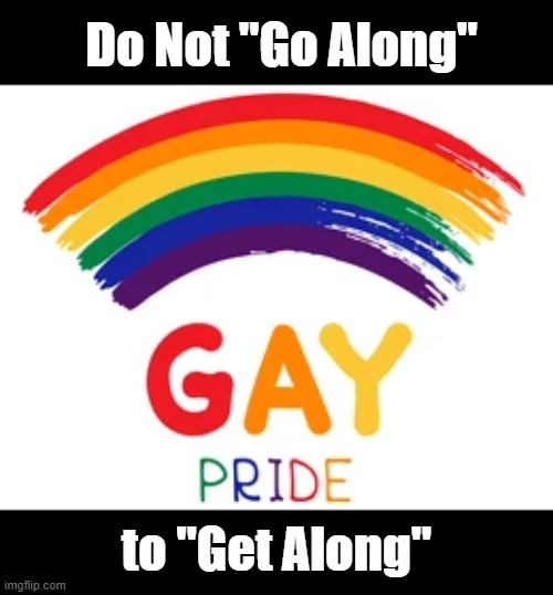 Do Not "Go Along"; to "Get Along" | image tagged in gay pride | made w/ Imgflip meme maker