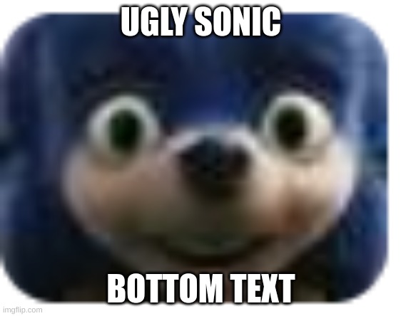 ugly sonic | UGLY SONIC; BOTTOM TEXT | image tagged in sussy baka | made w/ Imgflip meme maker