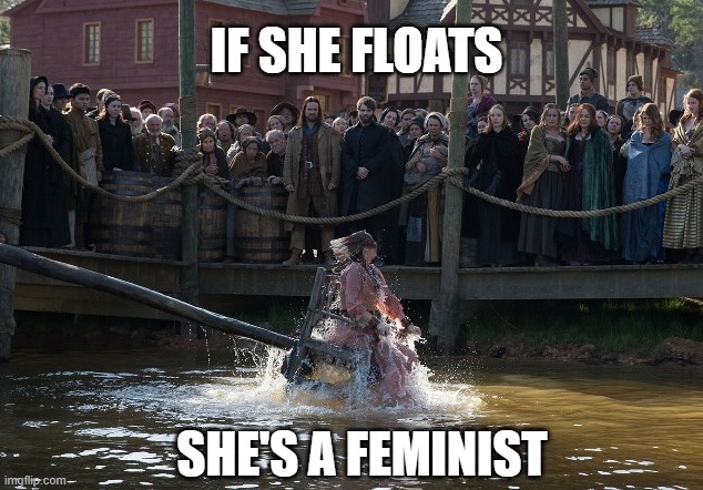 All Feminists Float | image tagged in feminism,feminism is cancer,feminists,feminist,witches | made w/ Imgflip meme maker