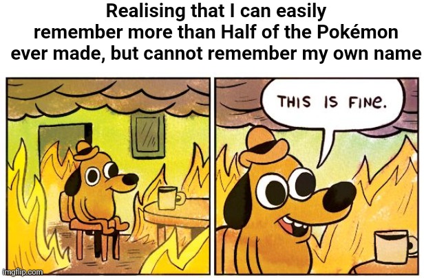 I guess | Realising that I can easily remember more than Half of the Pokémon ever made, but cannot remember my own name | made w/ Imgflip meme maker