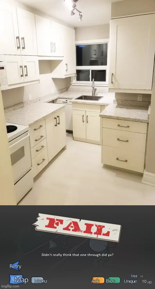 Terrible dishwasher placement | image tagged in didn't really think,you had one job,memes,dishwasher,kitchen,crappy design | made w/ Imgflip meme maker