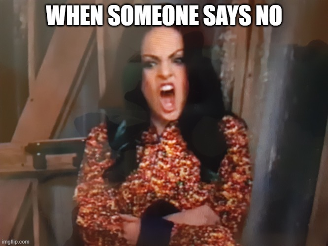 Jade west screaming no | WHEN SOMEONE SAYS NO | image tagged in jade west screaming no | made w/ Imgflip meme maker
