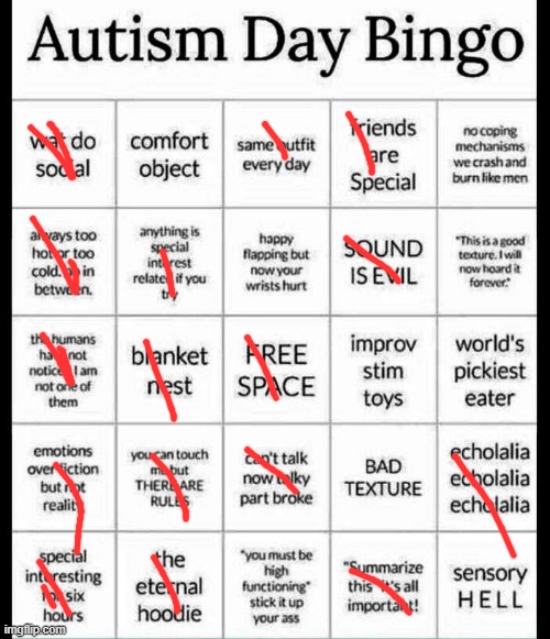 i got bingo! | image tagged in autism bingo | made w/ Imgflip meme maker