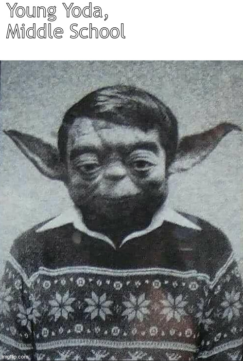 Yoda has history | Young Yoda,
Middle School | image tagged in memes,middle school,star wars,yoda | made w/ Imgflip meme maker