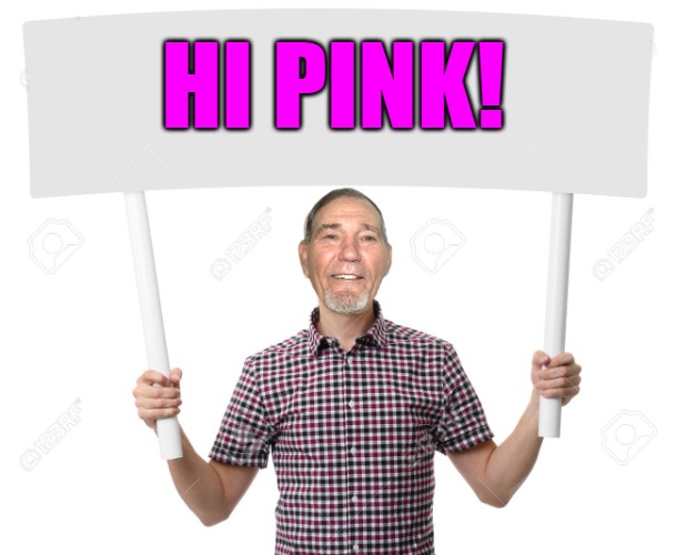 sign | HI PINK! | image tagged in sign | made w/ Imgflip meme maker
