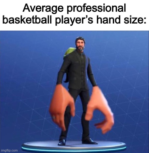 They’re quite big XD | Average professional basketball player’s hand size: | image tagged in big hand john wick | made w/ Imgflip meme maker