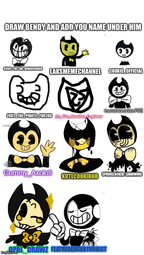 znaknssnam | FEATHEREDCARTOONIST | image tagged in bendy and the ink machine,art | made w/ Imgflip meme maker